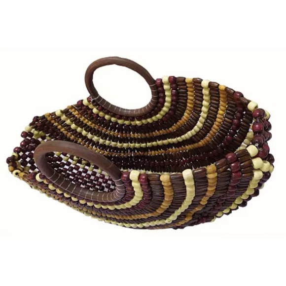 INC International Concepts Beaded Fan Tote in Brown and Tan - Picture 3 of 12